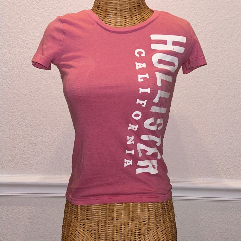 Y2K Hollister Pink Tee with White Name Logo